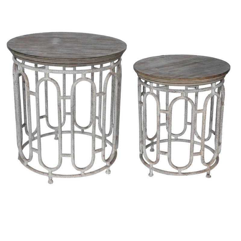 Wood Metal Tables Set of 2 Accent & End Tables| Crestview