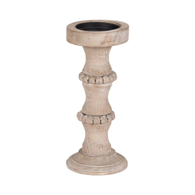 WOODEN BANDED BEAD CANDLEHOLDER, DISTRESSED - Al Rugaib Furniture