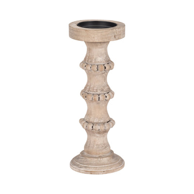 WOODEN BANDED BEAD CANDLEHOLDER, DISTRESSED - Al Rugaib Furniture