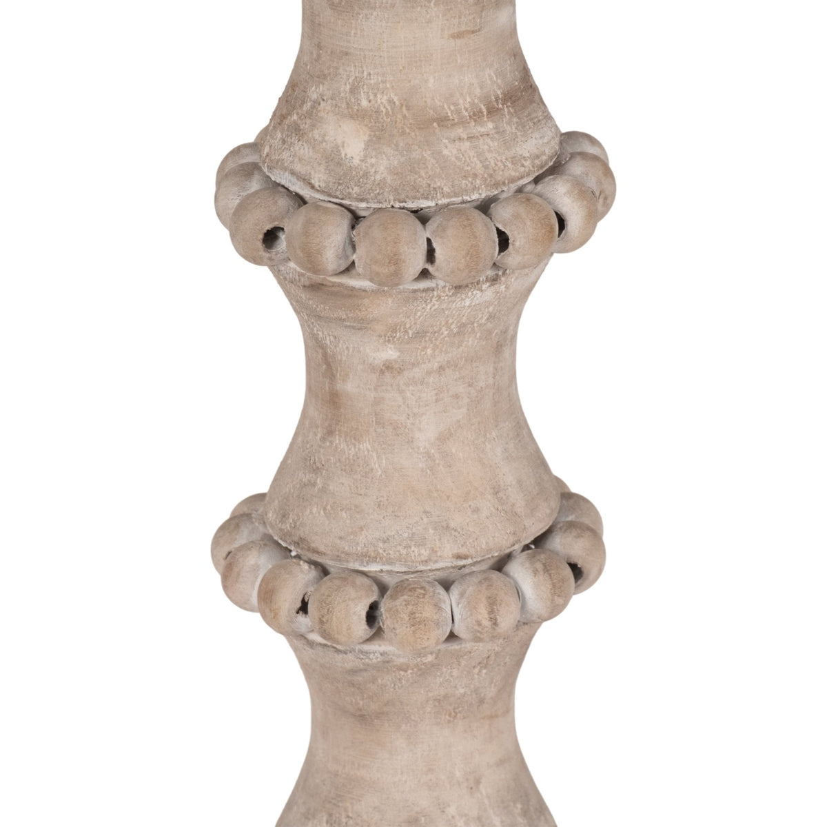 WOODEN 15" BANDED BEAD CANDLEHOLDER, DISTRESSED IV Candle Holders| Sagebrook Home