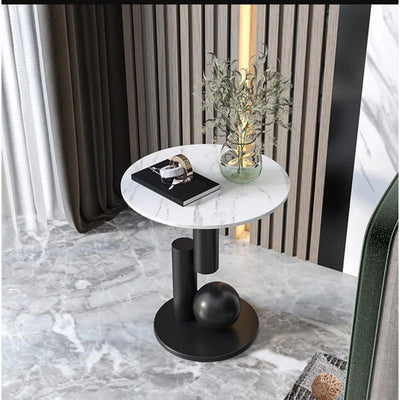 Wooden Marble Side Table by Alhome - Al Rugaib Furniture