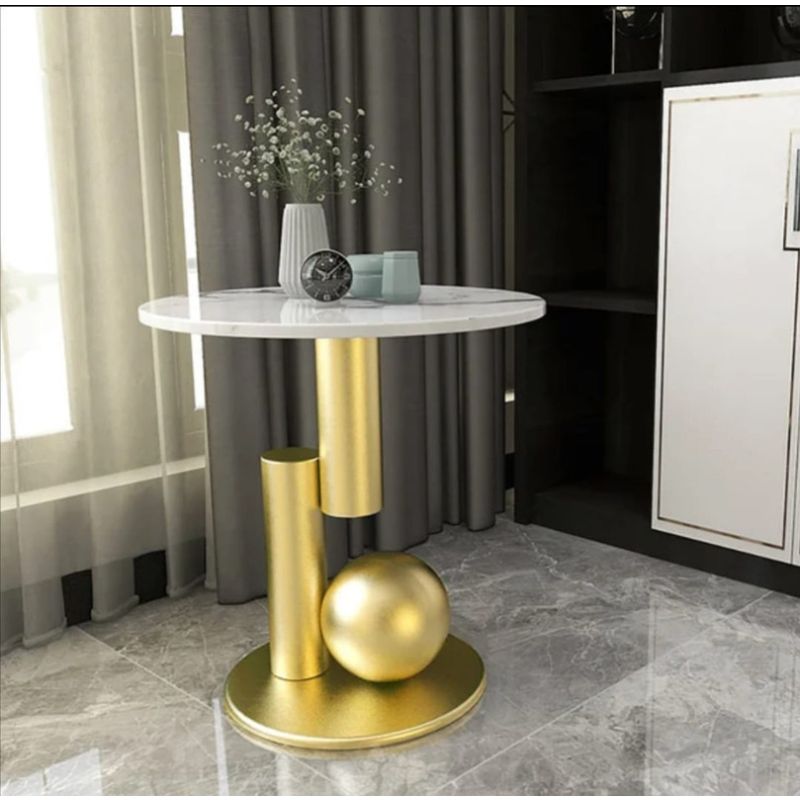 Wooden Marble Side Table by Alhome Accent & End Tables| Alhome