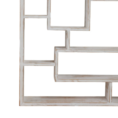 Wooden Multi - tier Wall Shelf, Whitewash - Al Rugaib Furniture