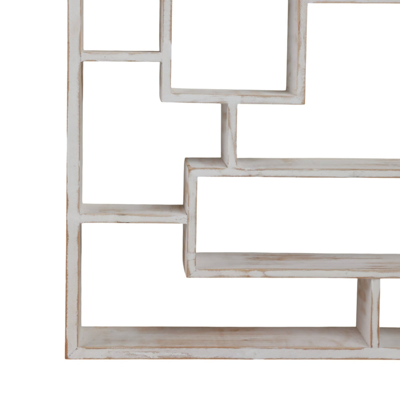 Wooden Multi - tier Wall Shelf, Whitewash - Al Rugaib Furniture