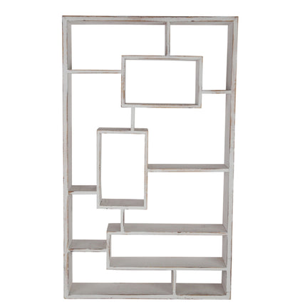 Wooden Multi - tier Wall Shelf, Whitewash - Al Rugaib Furniture
