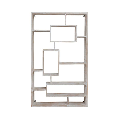 Wooden Multi - tier Wall Shelf, Whitewash - Al Rugaib Furniture