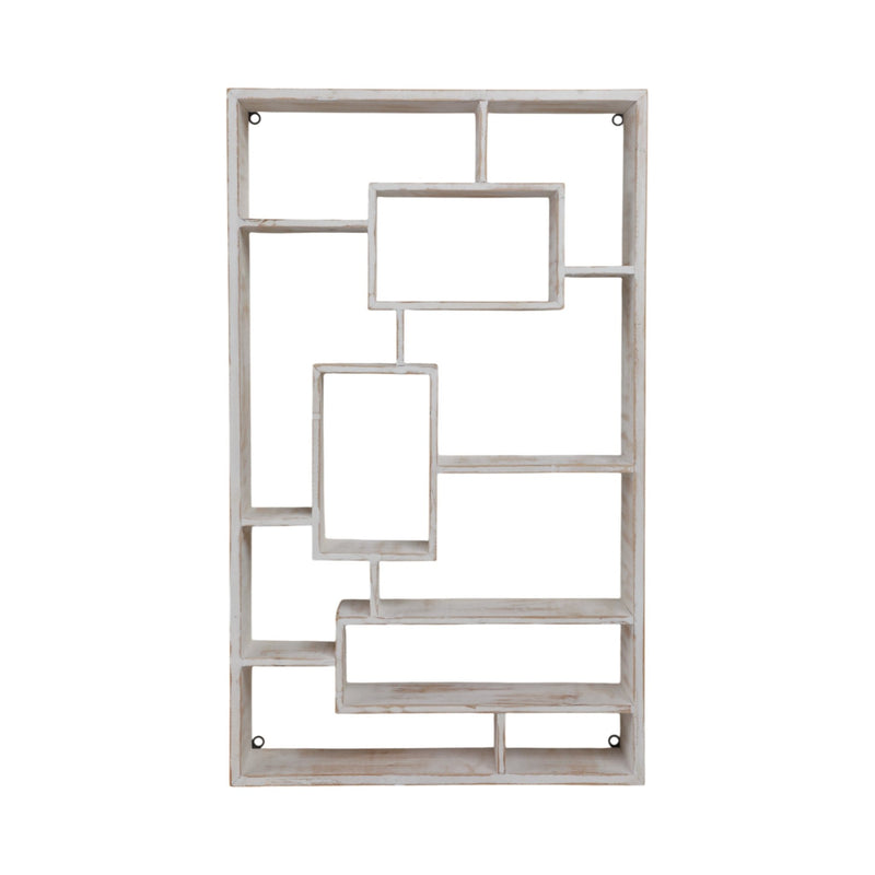 Wooden Multi - tier Wall Shelf, Whitewash - Al Rugaib Furniture