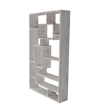 Wooden Multi - tier Wall Shelf, Whitewash - Al Rugaib Furniture