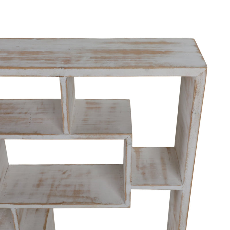 Wooden Multi - tier Wall Shelf, Whitewash - Al Rugaib Furniture