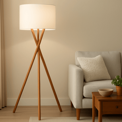WOODEN TRIPOD FLOOR LAMPS - Al Rugaib Furniture
