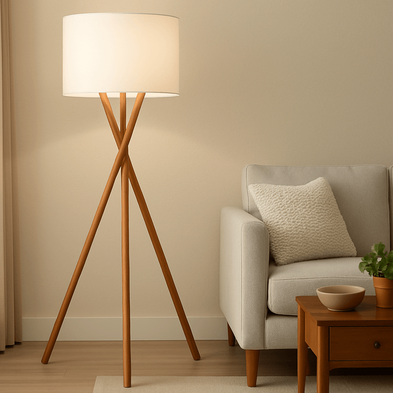 WOODEN TRIPOD FLOOR LAMPS - Al Rugaib Furniture