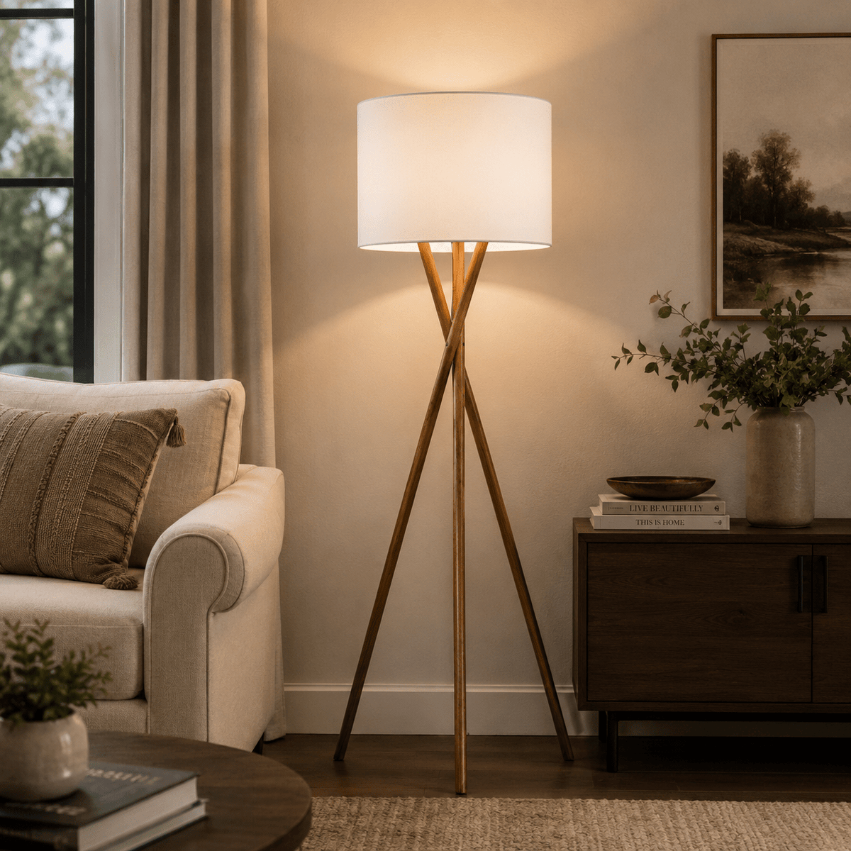 WOODEN TRIPOD FLOOR LAMPS Floor lamps| AlRugaib Furniture