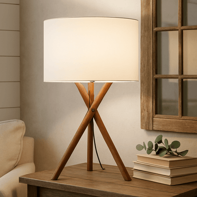WOODEN TRIPOD TABLE LAMPS - Al Rugaib Furniture