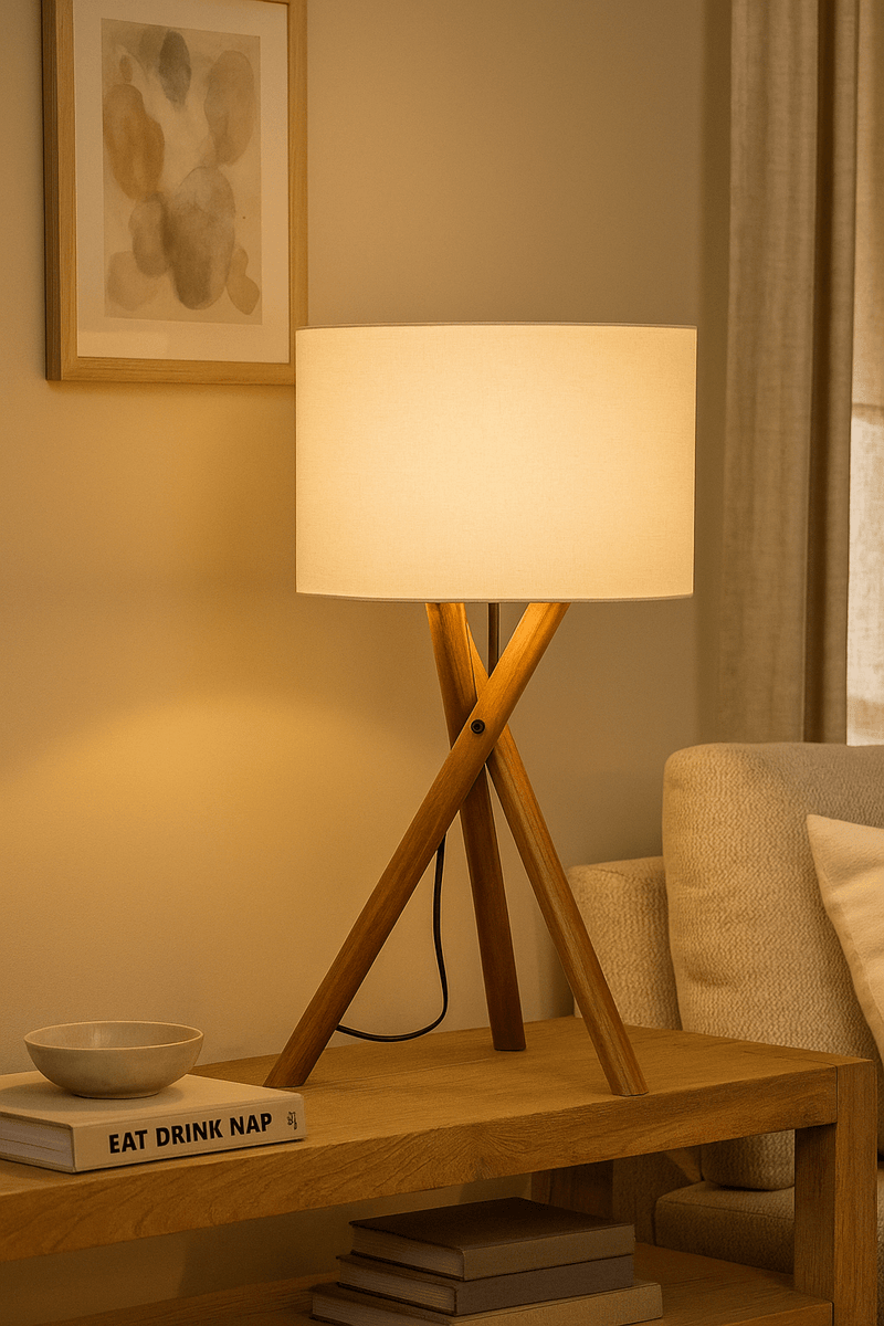WOODEN TRIPOD TABLE LAMPS - Al Rugaib Furniture