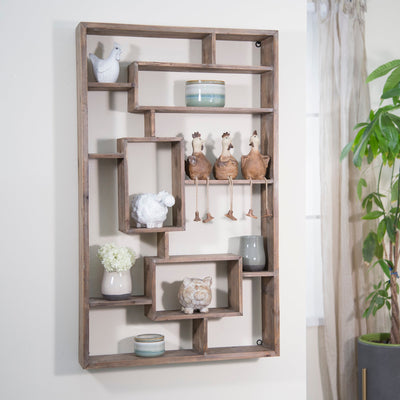 WOODEN WALL SHELF, BROWN - Al Rugaib Furniture