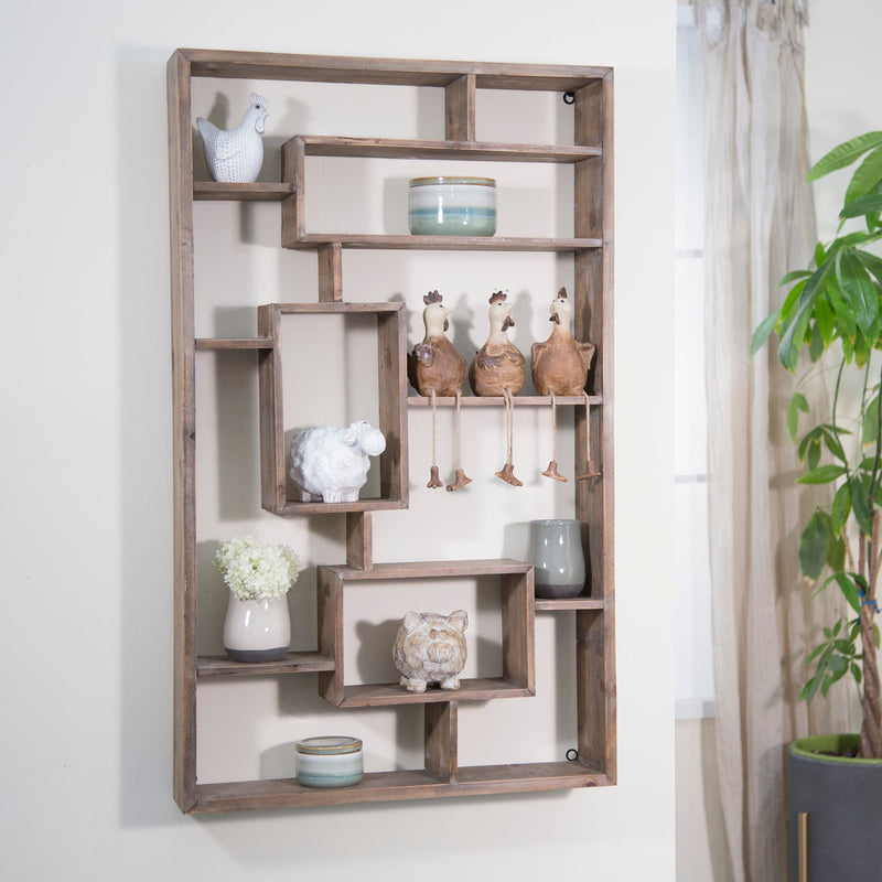 WOODEN WALL SHELF, BROWN - Al Rugaib Furniture