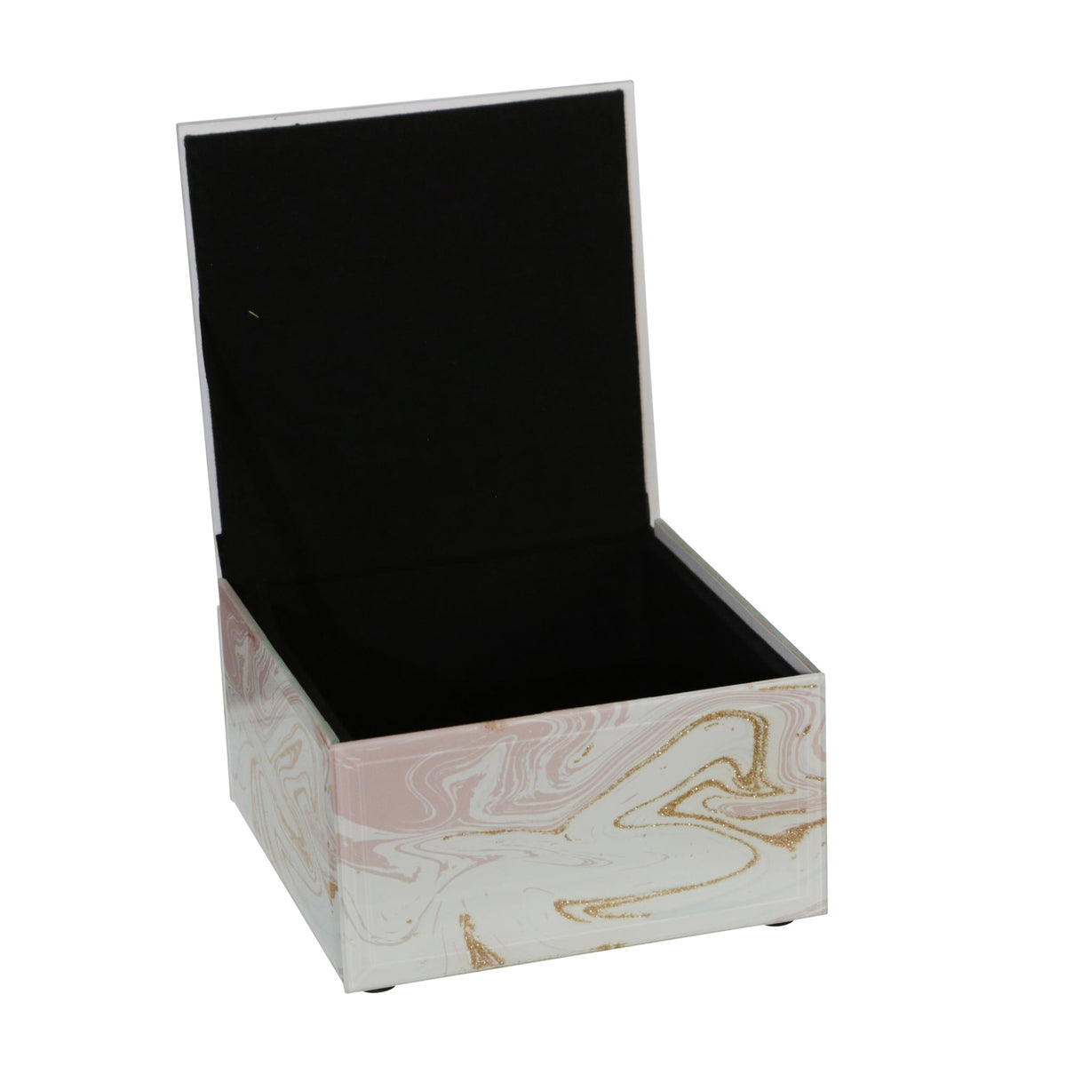 WOOD/GLASS 5" MARBLED BOX, PINK Box| Sagebrook Home