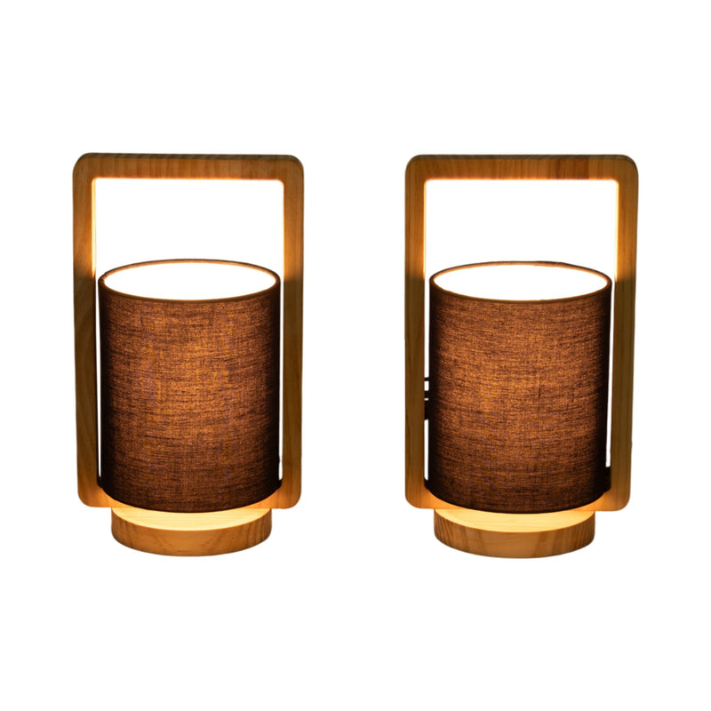 Wood,s/2,11"h, Cylndr Tbl Lmps,nature Wood/blk - Al Rugaib Furniture