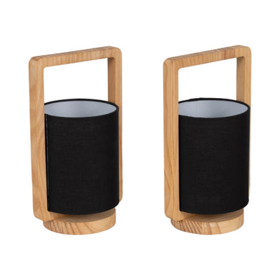 Wood,s/2,11"h, Cylndr Tbl Lmps,nature Wood/blk - Al Rugaib Furniture