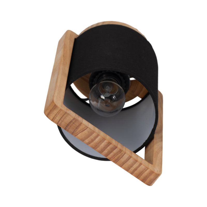 Wood,s/2,11"h, Cylndr Tbl Lmps,nature Wood/blk - Al Rugaib Furniture