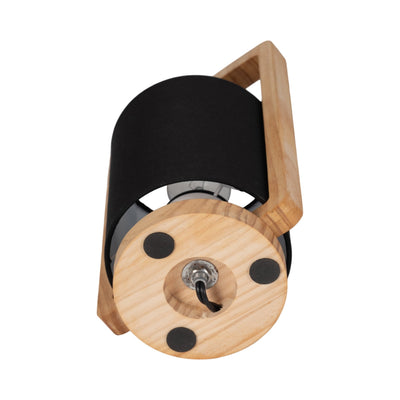 Wood,s/2,11"h, Cylndr Tbl Lmps,nature Wood/blk - Al Rugaib Furniture