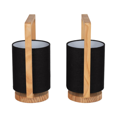 Wood,s/2,11"h, Cylndr Tbl Lmps,nature Wood/blk - Al Rugaib Furniture