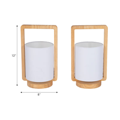 Wood,s/2,11"h, Cylndr Tbl Lmps,nature Wood/wht - Al Rugaib Furniture