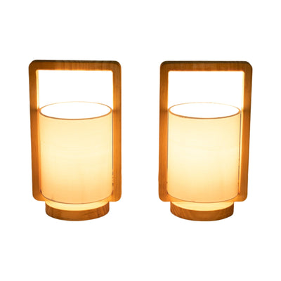 Wood,s/2,11"h, Cylndr Tbl Lmps,nature Wood/wht - Al Rugaib Furniture