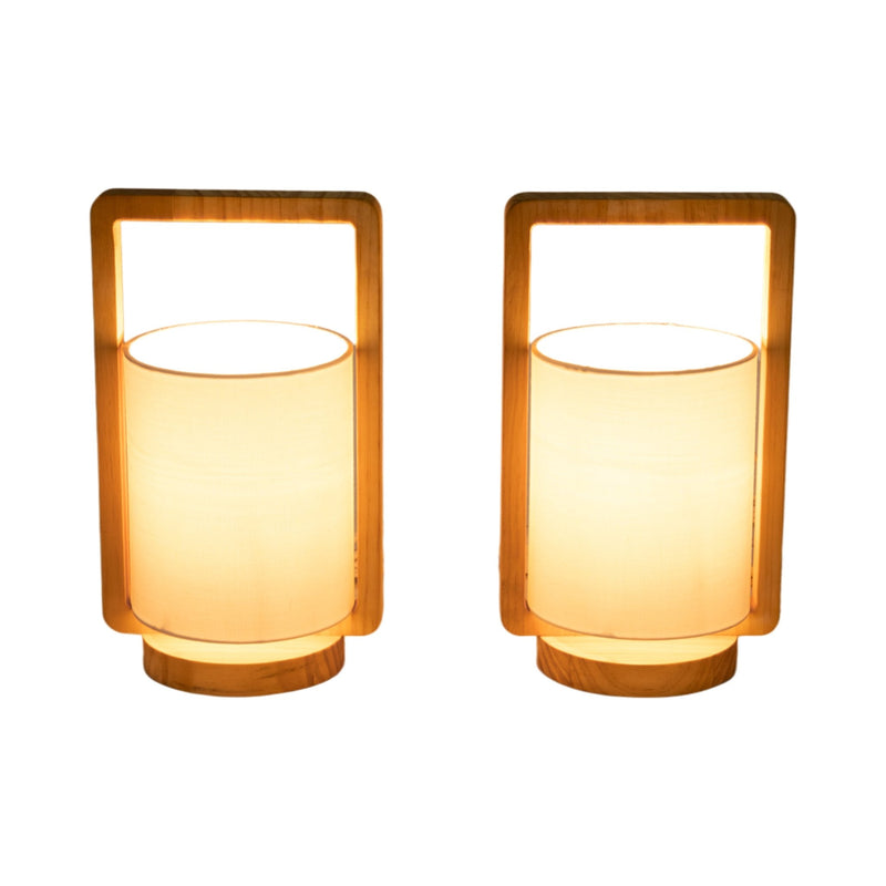 Wood,s/2,11"h, Cylndr Tbl Lmps,nature Wood/wht - Al Rugaib Furniture