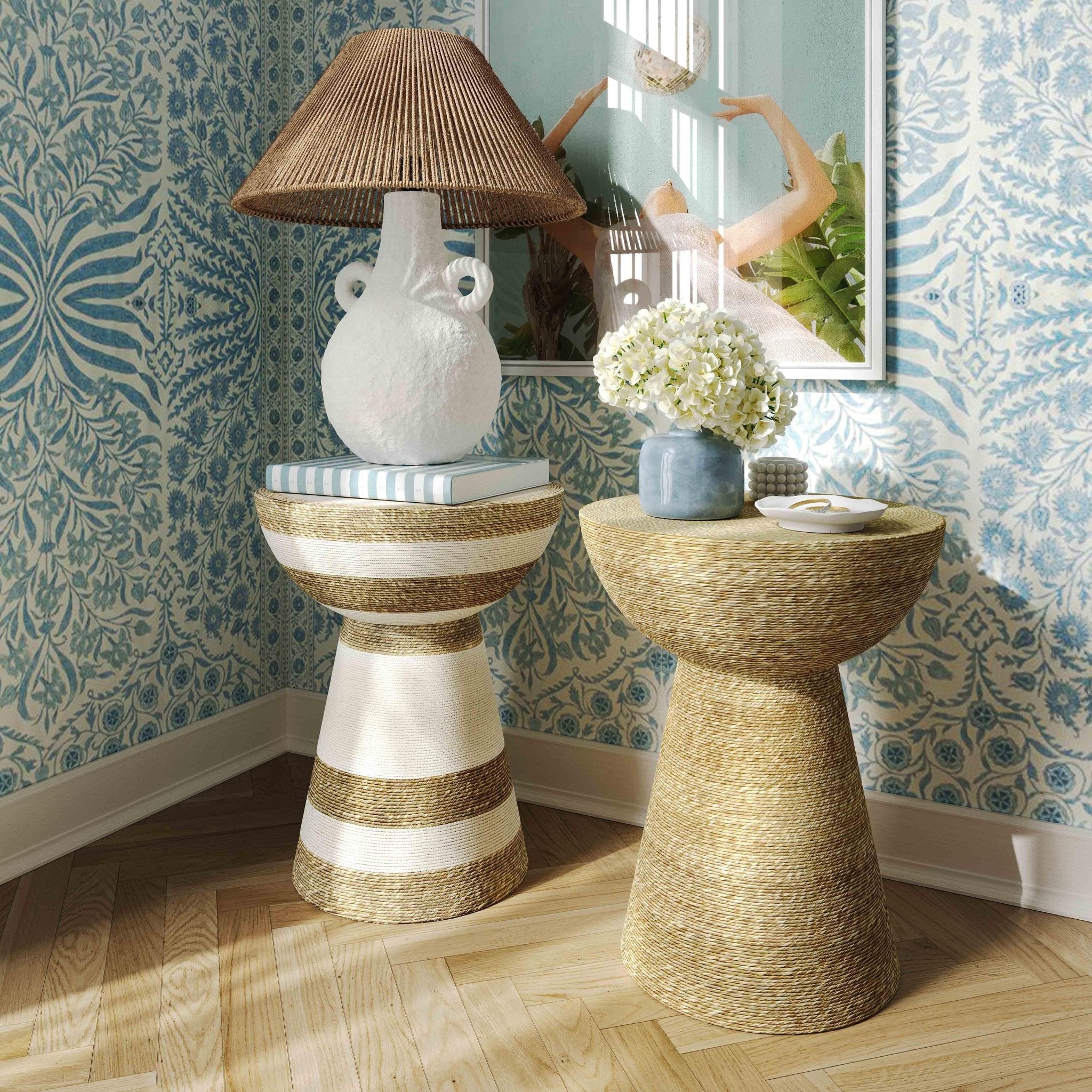 Wren Striped Side Table End Tables| TOV