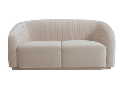 Yara Pleated Beige Velvet Loveseat - Al Rugaib Furniture