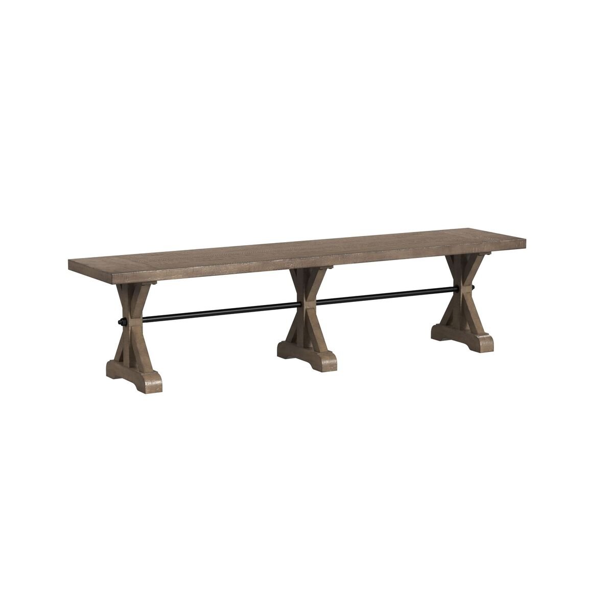 Yellowstone Dining Bench with Metal Bar cross in Medium Brown Benches| Roots Furniture