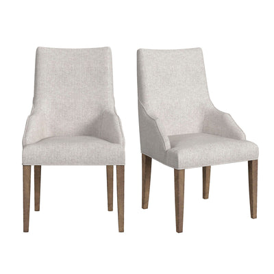 Yellowstone Dining Host Chair with Grey Fabric in Medium Brown (2 Per Carton) - Al Rugaib Furniture