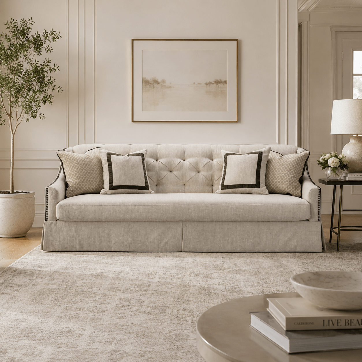 York Beige Sofa 247cm Sofas & Loveseats| AlRugaib Furniture