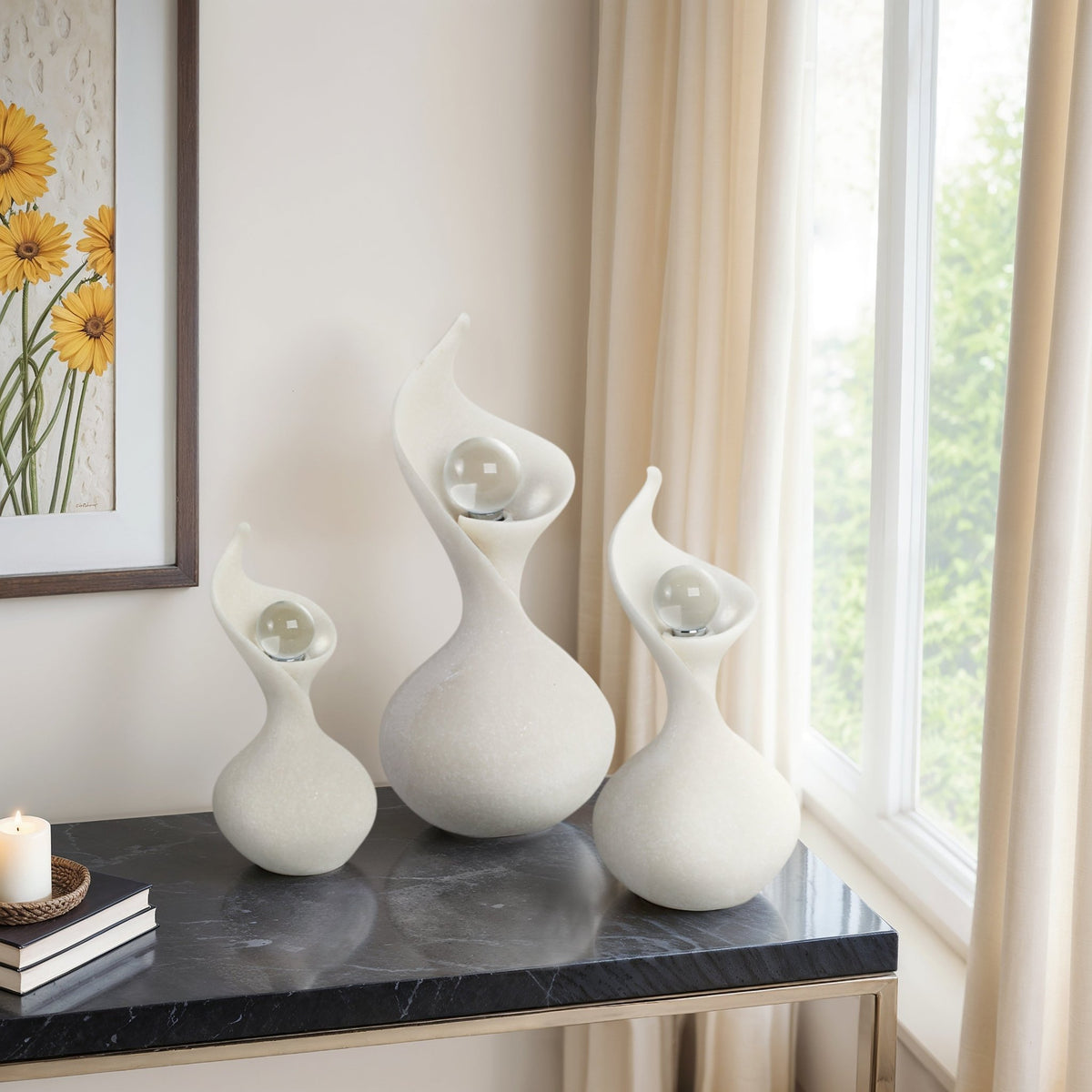 S/3 8/10/12" YPRES QUARTZ RESIN BOTTLES Table Decors| Sagebrook Home
