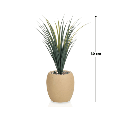 Yucca cactus tree with a fiberglass oval base consisting of a single branch, designed with green leaves that add a lively touch. Available colors: camel spray. - Al Rugaib Furniture