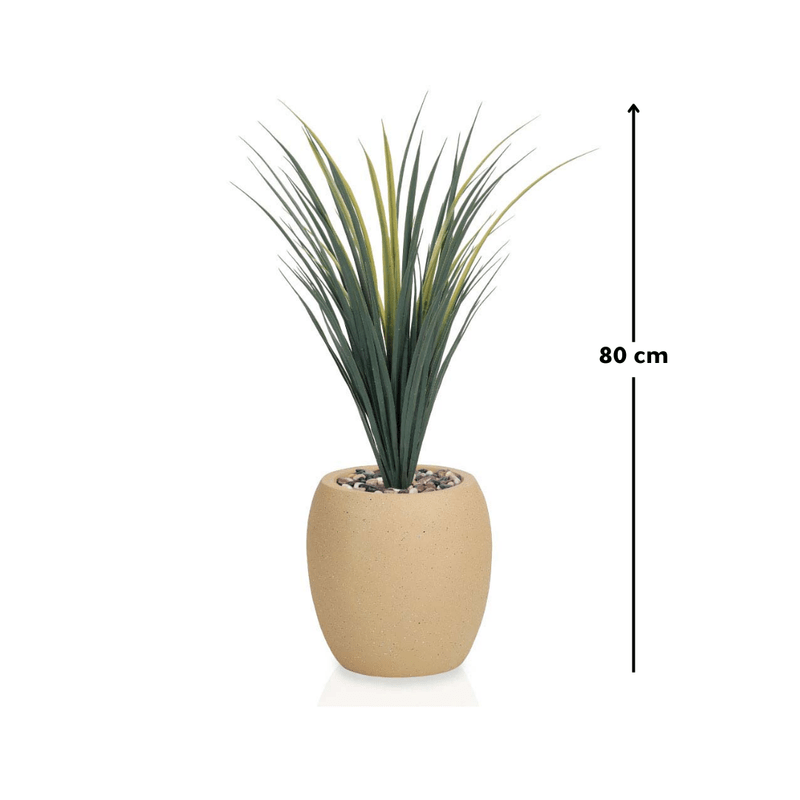 Yucca cactus tree with a fiberglass oval base consisting of a single branch, designed with green leaves that add a lively touch. Available colors: camel spray. - Al Rugaib Furniture