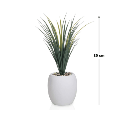 Yucca cactus tree with a fiberglass oval base consisting of a single branch, designed with green leaves that add a lively touch. Available colors: white - Al Rugaib Furniture