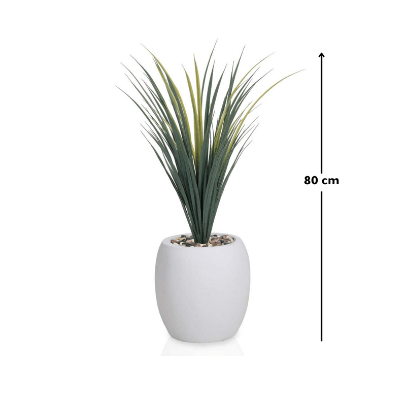 Yucca cactus tree with a fiberglass oval base consisting of a single branch, designed with green leaves that add a lively touch. Available colors: white - Al Rugaib Furniture