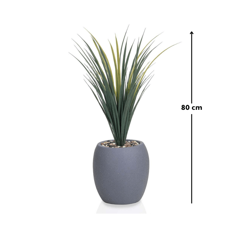 Yucca cactus tree with a fiberglass oval base consisting of a single branch, designed with green leaves that add a lively touch. Available colors:gray spray - Al Rugaib Furniture