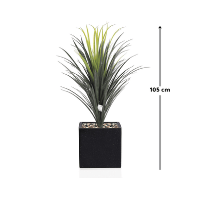 Yucca cactus tree with a square fiber pot consisting of a single branch, designed with green leaves that add a lively touch. Available colors: black spray - Al Rugaib Furniture