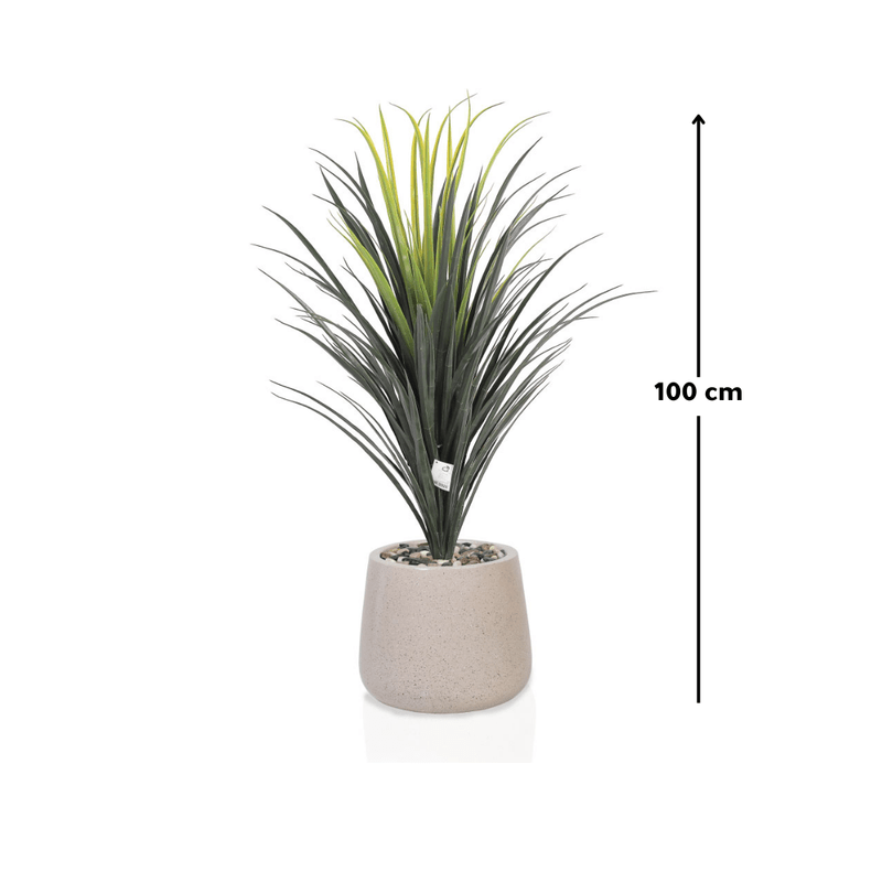 Yucca cactus tree with oval fiber pot consisting of a single branch, designed with green leaves that add a lively touch. Available colors: torabi spray. Artificial Plants| Otath