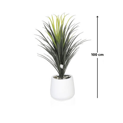 Yucca cactus tree with oval fiber pot consisting of a single branch, designed with green leaves that add a lively touch. Available colors: white - Al Rugaib Furniture