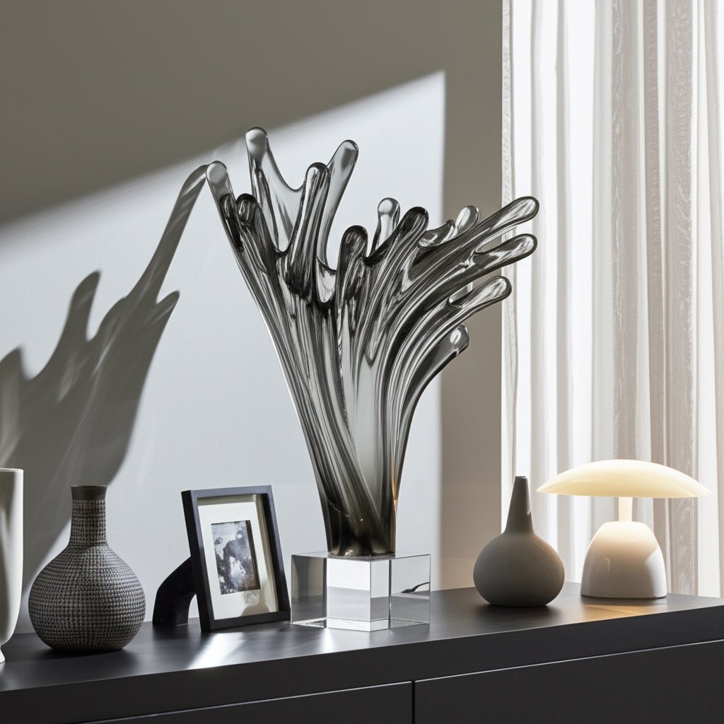 Yuma Large Grey Glass Statuary Table Decors| Sagebrook Home