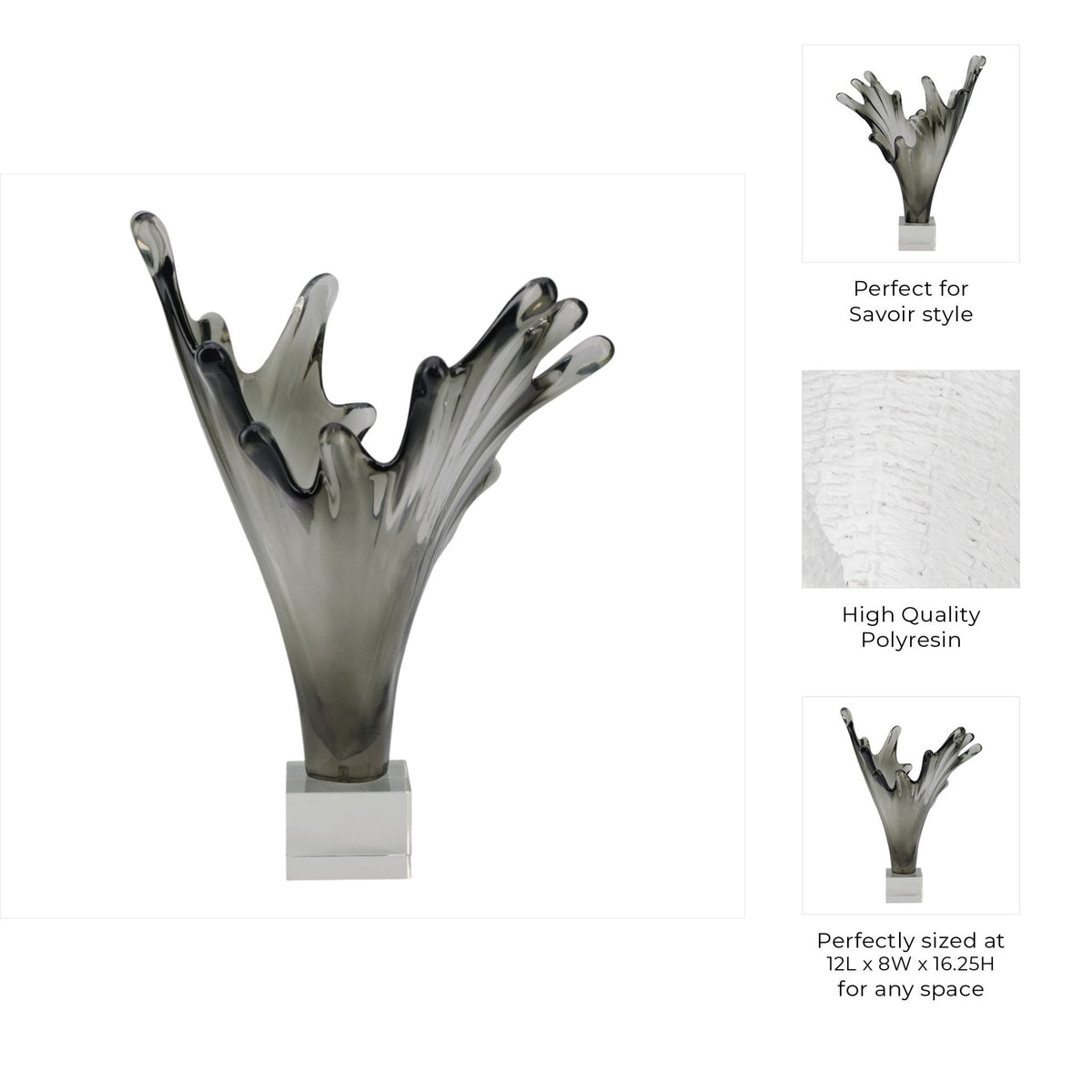 Yuma Large Grey Glass Statuary Table Decors| Sagebrook Home