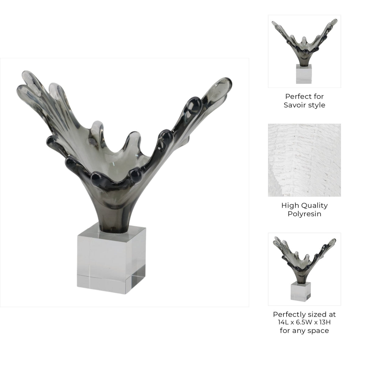 Yuma Small Grey Glass Statuary Table Decors| Sagebrook Home