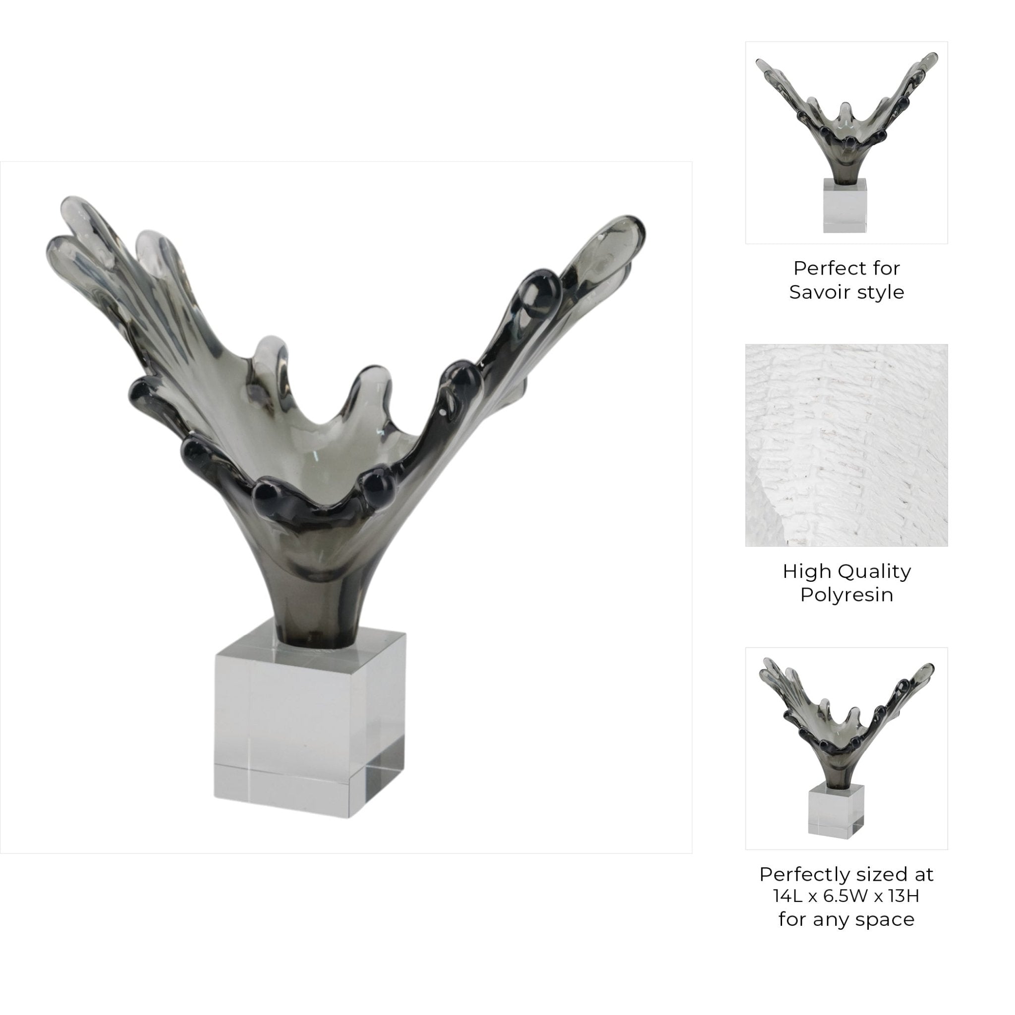 Yuma Small Grey Glass Statuary Table Decors| Sagebrook Home