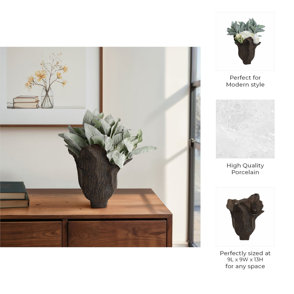 ZALDANA PORCELAIN VASE, RUST Vases and Jars| Sagebrook Home