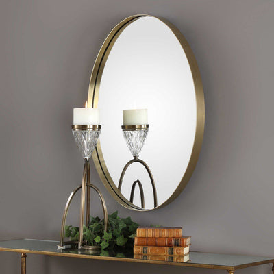 PURSLEY BRASS OVAL MIRROR - Al Rugaib Furniture (4601980911712)