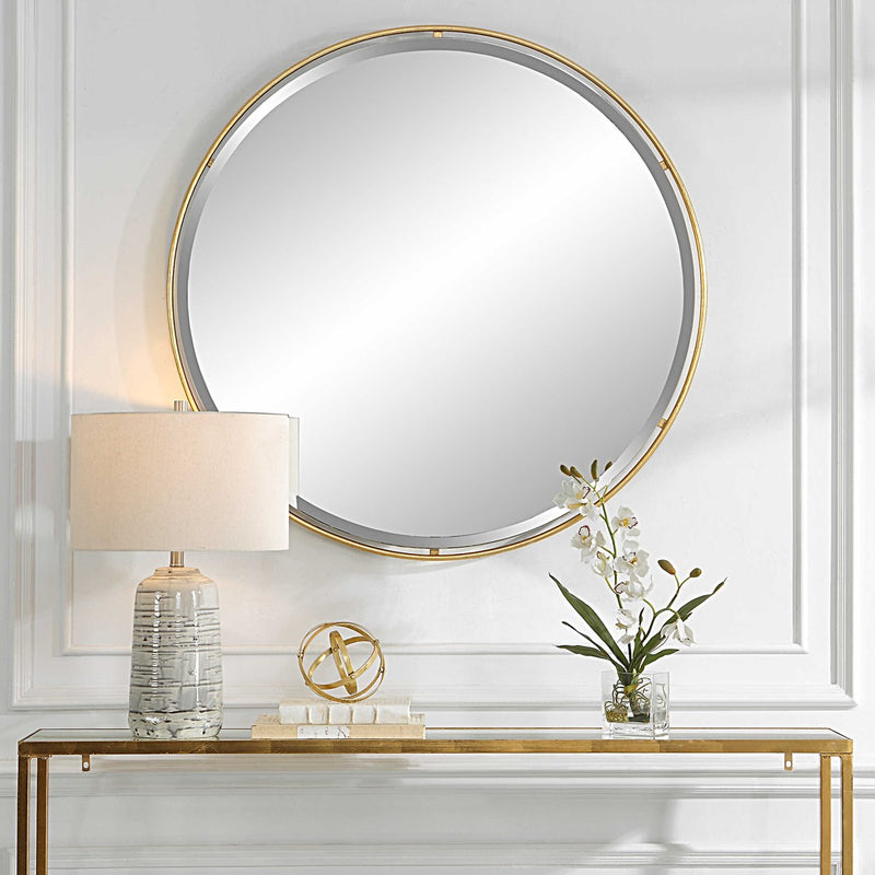 Canillo Round Mirror, Gold (6623979110496)